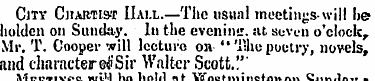 City Chartist Hai.l.—The usual meetings ...