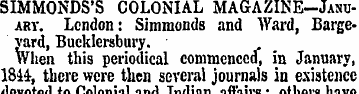 SIMMONDS'S COLONIAL MAGAZINE-Jawjarv. Lo...
