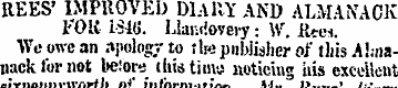 REES' IMPROVED DIARY AND ALMANACK FOK i-...
