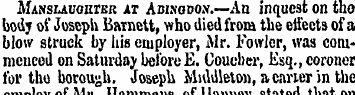 Manslaughter at Abingdo.y. —An inquest o...
