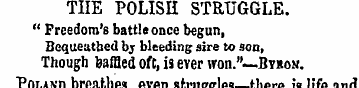 TIIE POLISH STRUGGLE. " Freedom's battle...