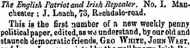 The English Patriot and Irish Repealer. ...
