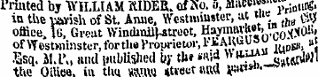 1'rinted by "WILLIAM "AIDER, of No. S, M...