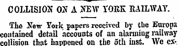 COLLISION ON A NEW YORK RAILWAY. The New...