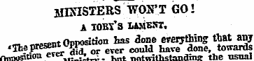 MINISTERS WON'T GO! A IOKl'S LAMEST, ™* ...