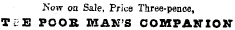 Now on Sale, Price Three-pence, T. E POOS MAN'S COMPANION