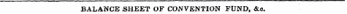 BALANCE SHEET OF CONVENTION FUND&o.