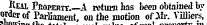 xoiai annual value oncai i Keu Pbobertt. — A return Las been obtained by order of Parliament, on the motion of Mr. Villiers,