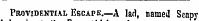 Providential Escapk.—A lad, named Seapy