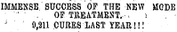 IMMENSE/SUCCESS OF THE NEW MODE ' . OF TREATMENT..- 1 J 9,211 CURES LAST YEAR!!!