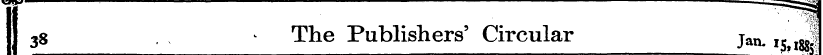 3 s . k The Publishers' Circular jan# „ ...