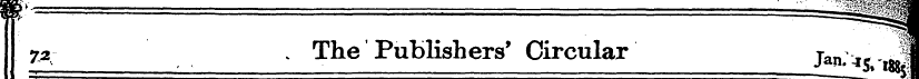72 . The Publishers' Circular Jan;« -Jm