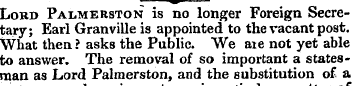 Lord Palme rston is no longer Foreign Se...