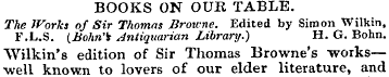 BOOKS ON OUE, TABLE. The Works of Sir Th...