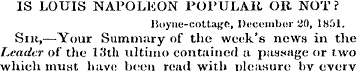 IS LOUIS NAPOLEON POPULAR OR NOT? Hoyne-...