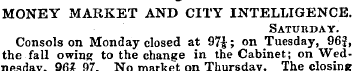 MONEY MARKET AND CITY INTELLIGENCE. Satu...
